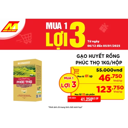 Gạo Huyết Rồng Phúc Thọ 1Kg Hộp Vàng